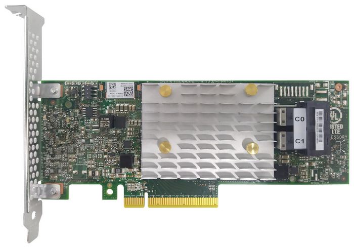 Lenovo PCIe 3.0 x8 RAID adapter supporting 8 SAS/SATA drives, 12Gbps transfer rate, and multiple RAID levels.