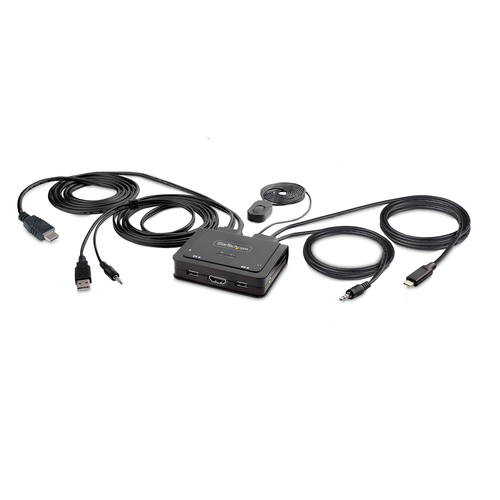 2-PORT COMPACT 4K KVM SWITCH - USB-A/USB-C CABLE KVM SWITCH
