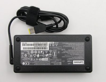 Lenovo AC adapter for notebooks, 20V output voltage, 8.5A output current, 170W power, compact design, compatible with Lenovo devices.
