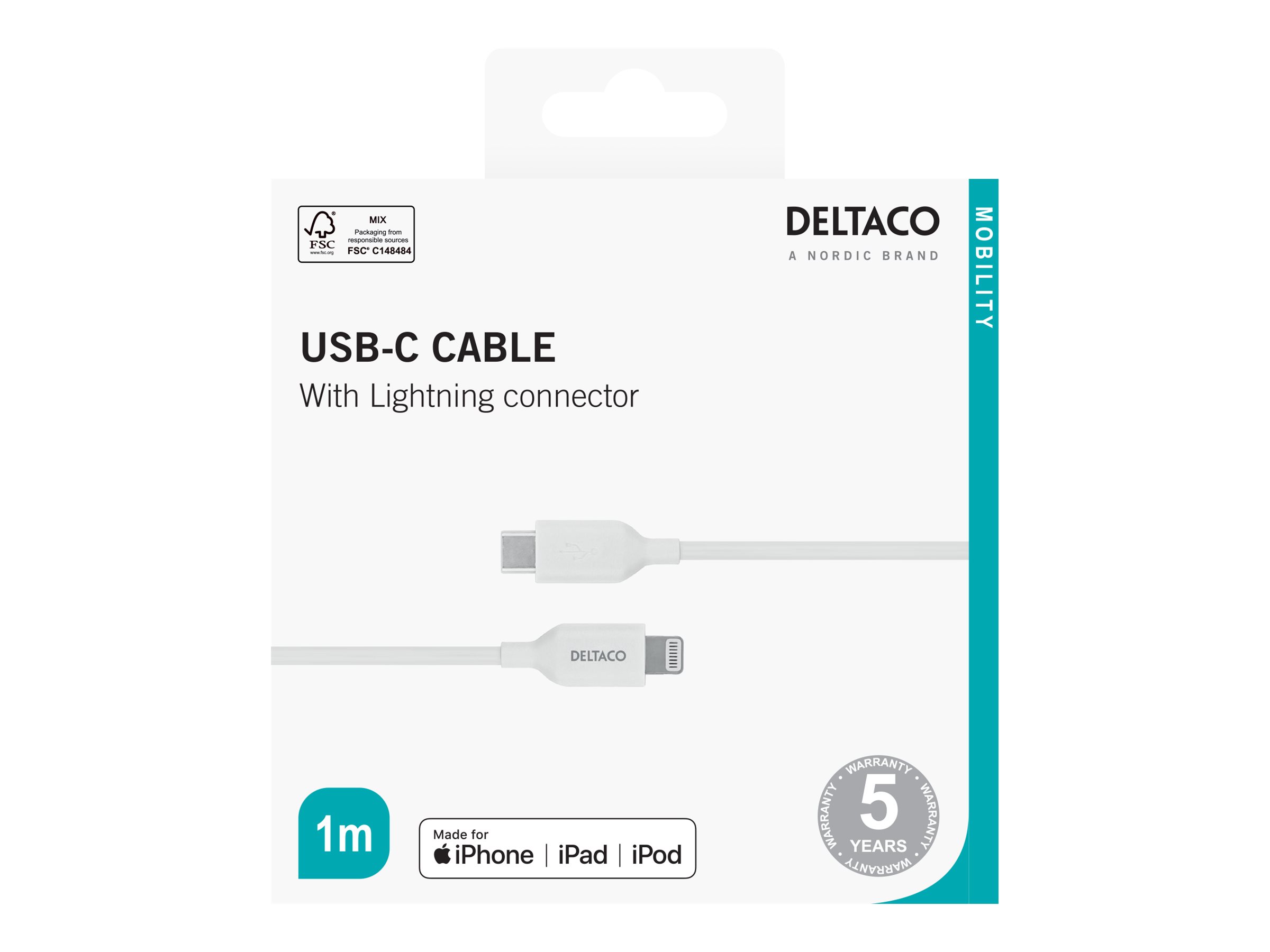 DELTACO Lightning-kabel 1m MFI