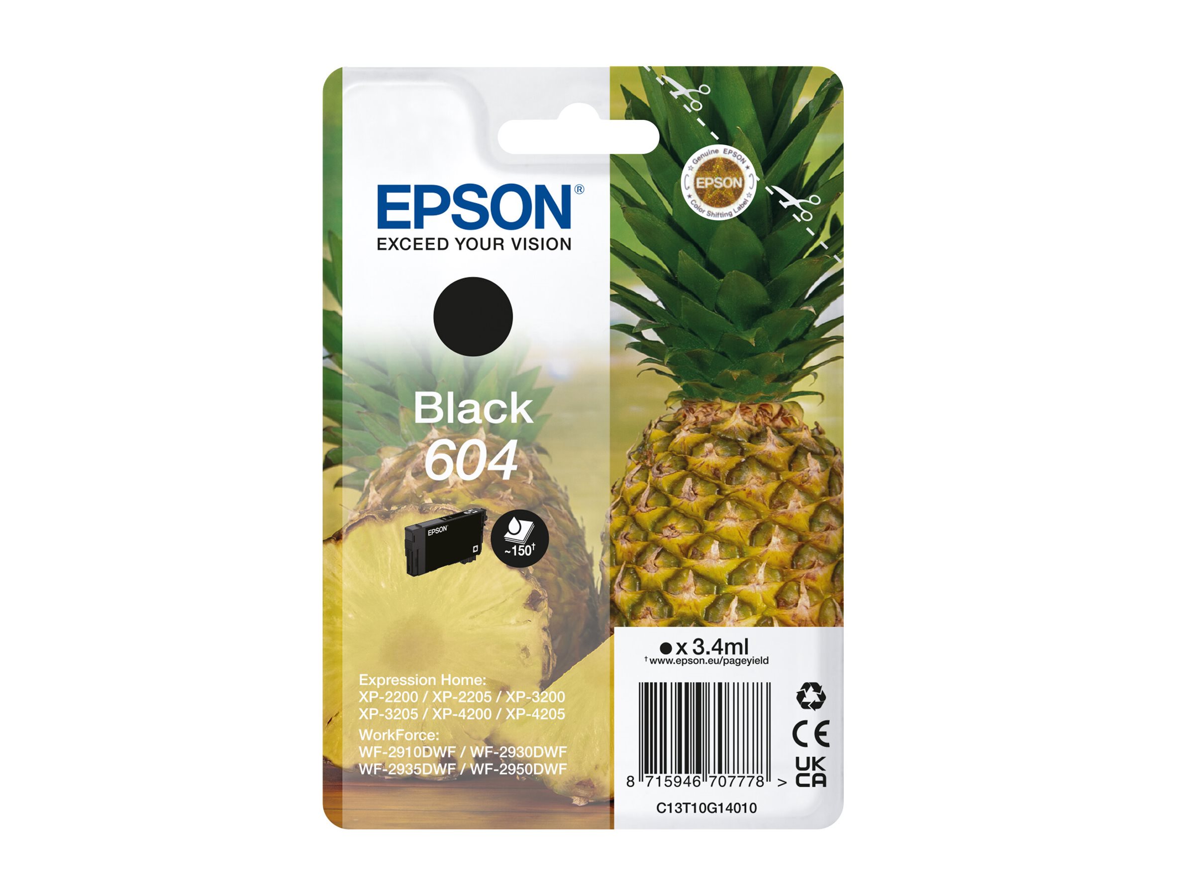 Epson 604 Singlepack Sort Blæk C13T10G14010
