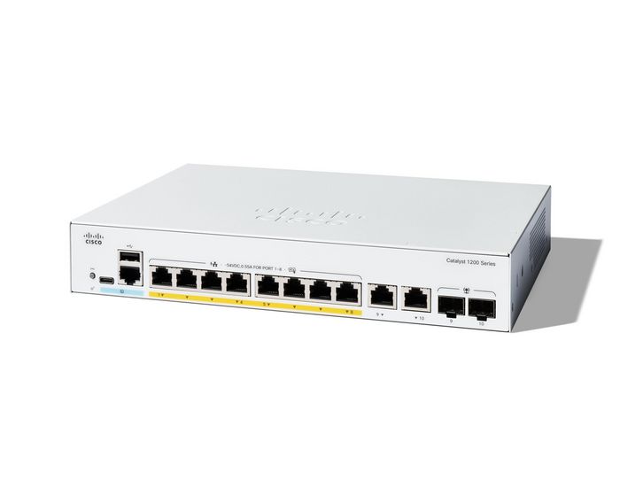 Cisco Cisco Catalyst 1200-8FP-2G Smart Switch, 8 Port GE, Full PoE, 2x1GE Combo, Limited Lifetime Protection (C1200-8FP-2G)