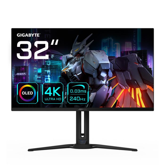 Gigabyte AORUS FO32U2 32” OLED Gaming Monitor - 3840 x 2160(UHD), 240Hz, 0.03ms, KVM, 250 cd/m2, FreeSync Premium Pro, DisplayHDR True Black 400, HDMI 2.1