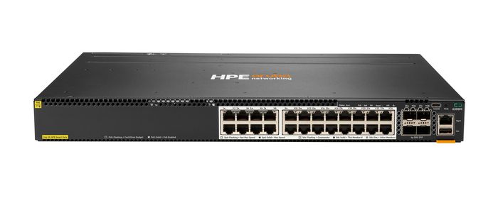 Hewlett Packard Enterprise Aruba 6300M 24-port HPE Smart Rate 1/2.5/5GbE Class 6 PoE and 4-port SFP56 Switch