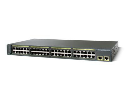 Cisco 48 Ethernet 10/100 ports and 2x1000 BT, 48 PoE Ports, 1 RU fixed-configuration, 100 to 240 VAC, 48 dB, LAN Base Layer 2