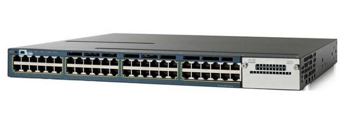 Cisco 101.2 mpps, 48 x 10/100/1000 Ethernet PoE+, 1100W, 1 IP Base feature set, 7.5 kg