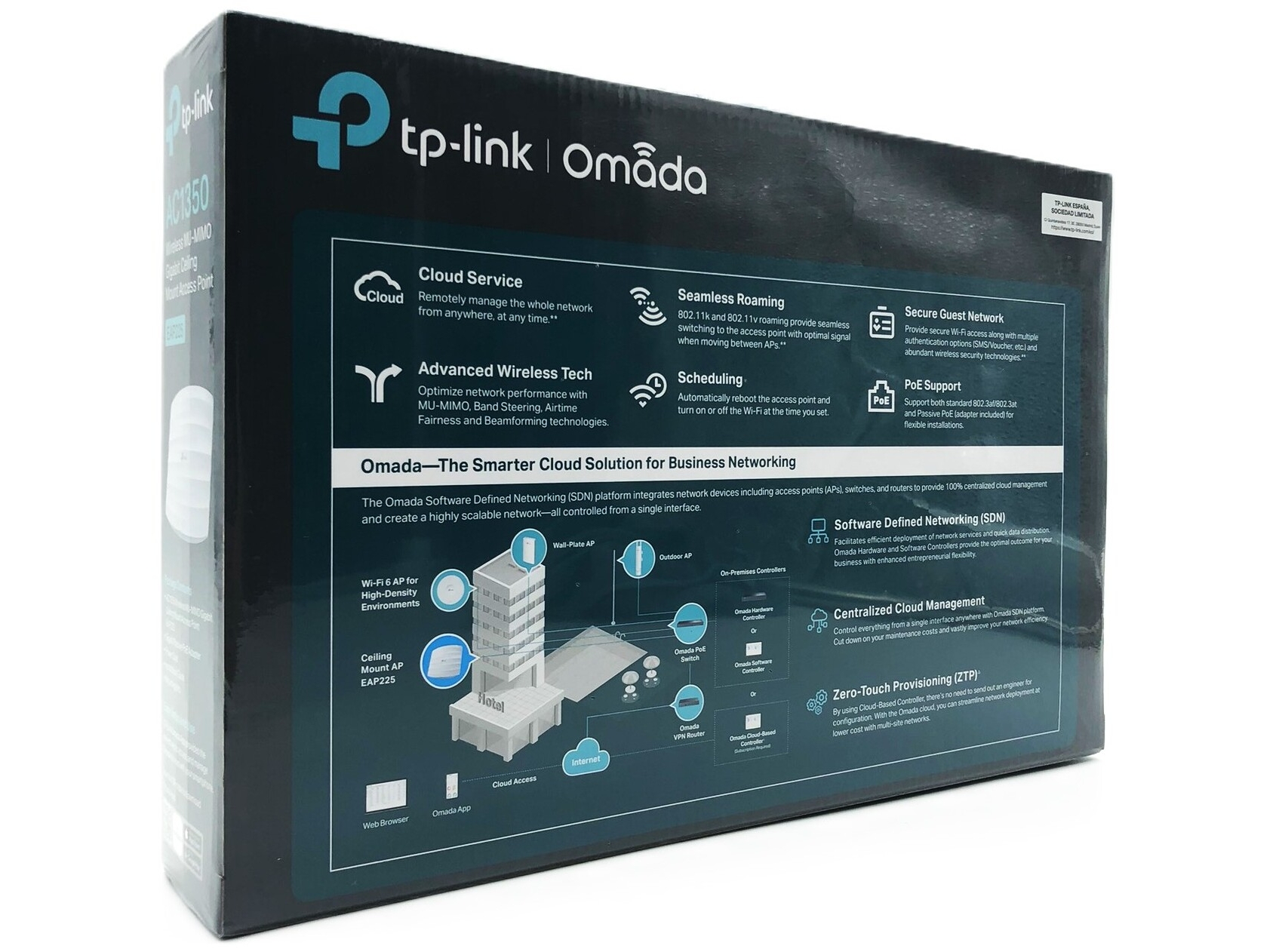 TP-Link Omada EAP225 Trådløs forbindelse Hvid