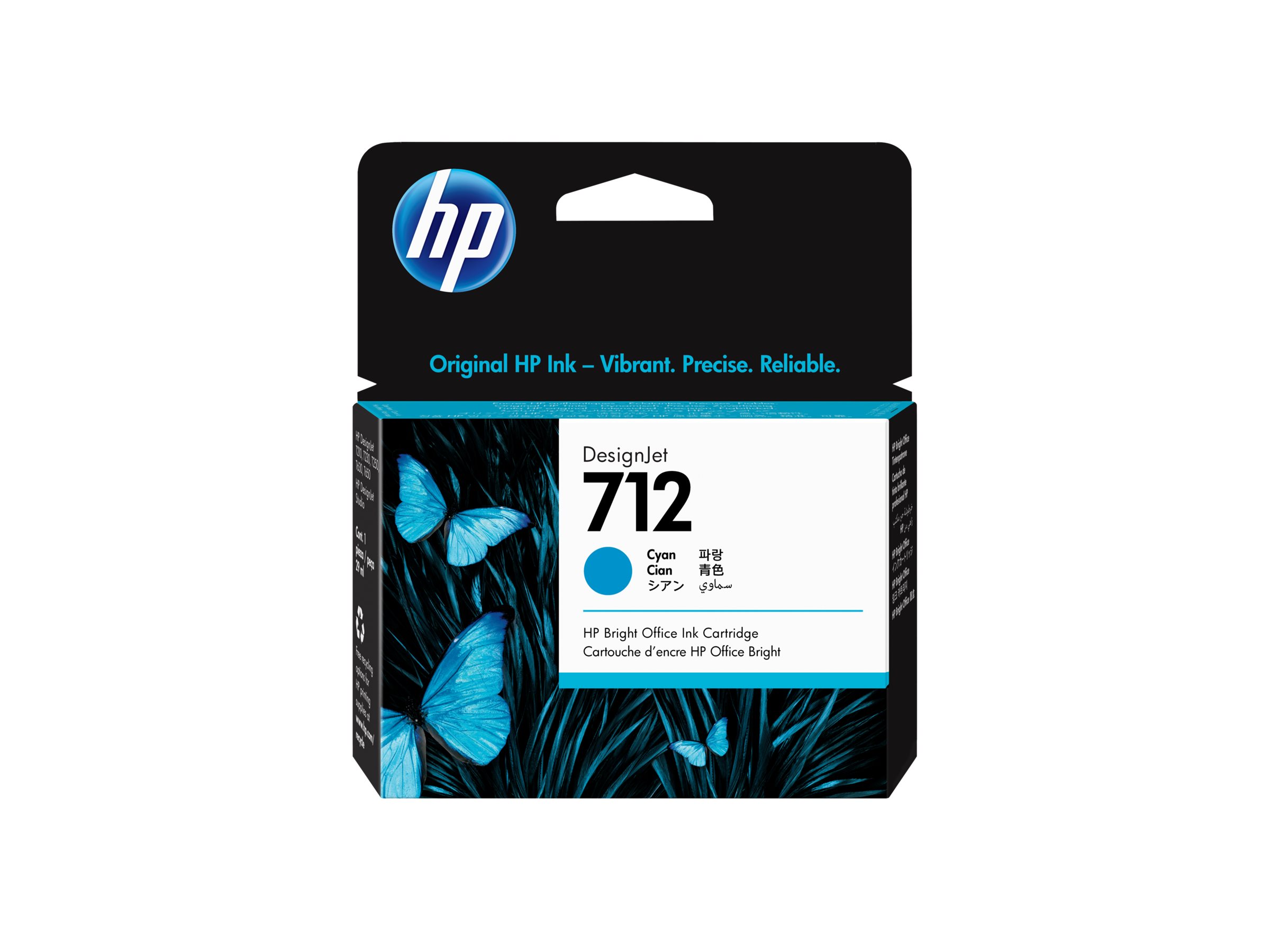 HP 712 Cyan Blæk 3ED67A