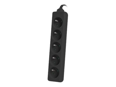 Lanberg Stikdåse 5-stik 10A Sort 1m