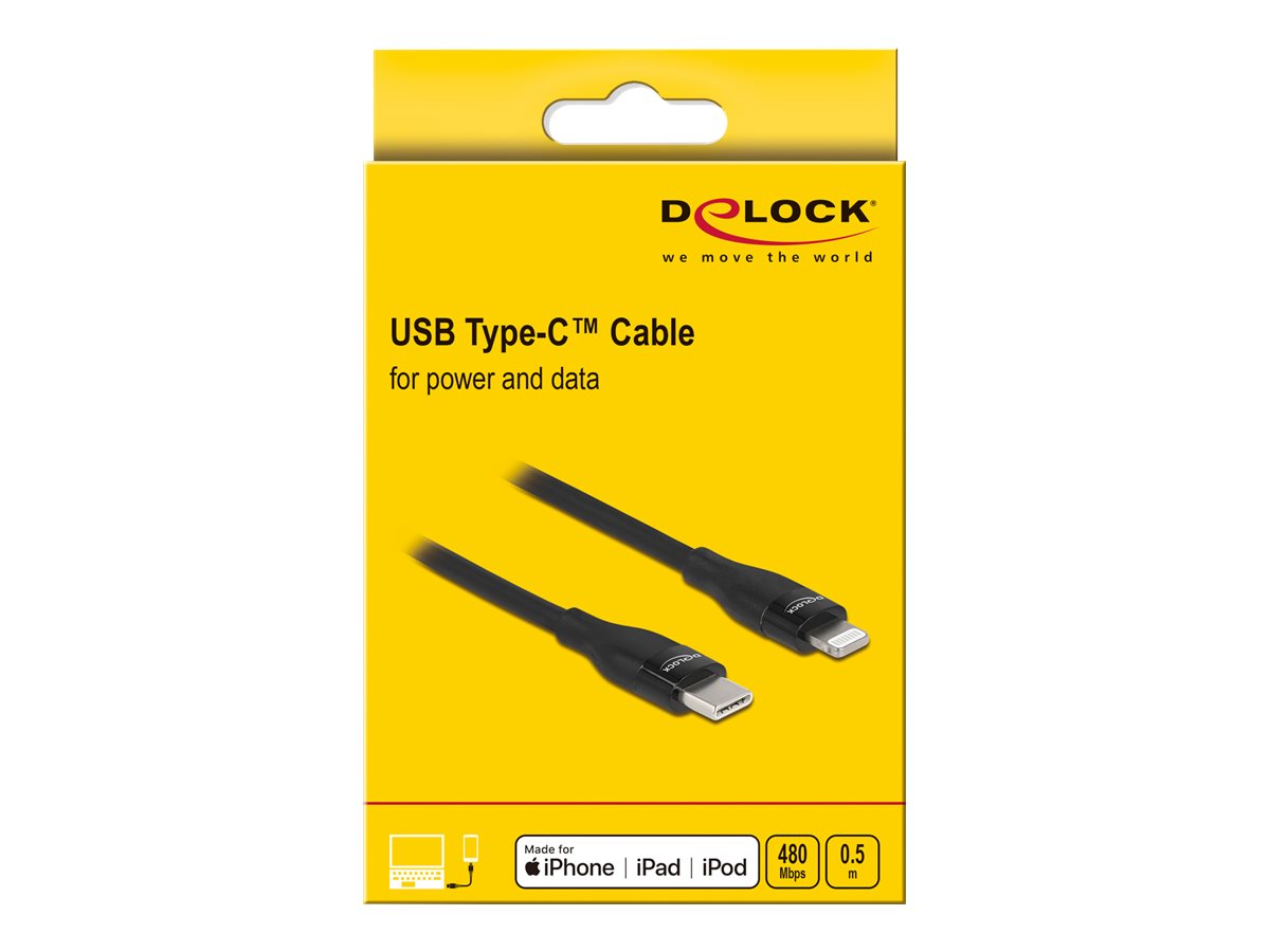 Delock Lightning-kabel 50cm Sort