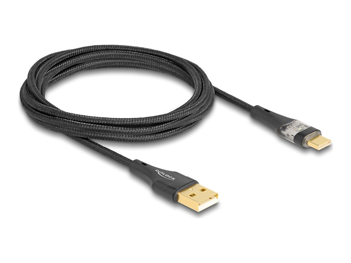 DeLOCK USB 2.0 USB Type-C kabel 2m Sort Transparent