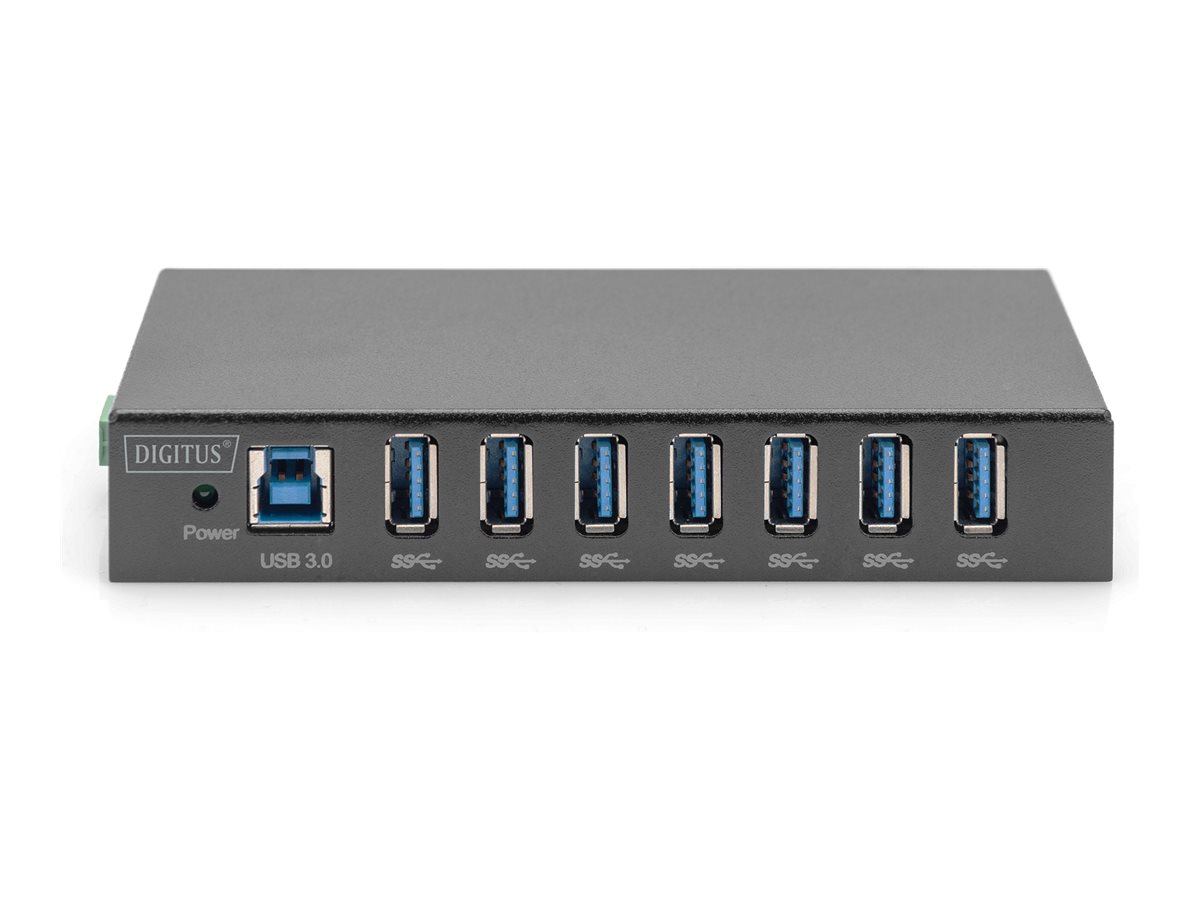 DIGITUS - Hub - industrilinje - 7 x SuperSpeed USB 3.0 - desktop, DIN monterbar på skinne, væg-monterbar