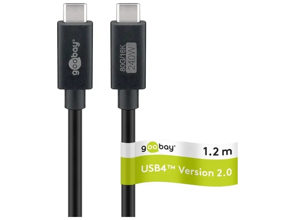 goobay USB 4.0 USB Type-C kabel 1.2m Sort