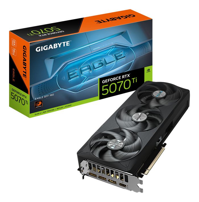 Gigabyte GeForce RTX 5070 Ti EAGLE SFF 16G Graphics Card - 16GB GDDR7, 256bit, PCI-E 5.0, 2452MHz Core Clock, 3 x DP 2.1b, 1 x HDMI 2.1b, DLSS 4, GV-N507TEAGLE-16GD