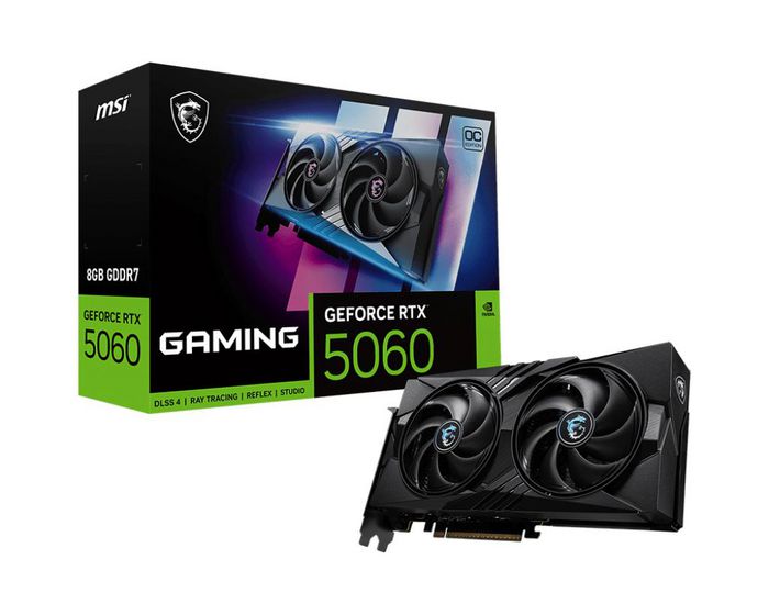 MSI NVIDIA GeForce RTX 5060, 8GB GDDR7, 128 bit, PCI Express x16 5.0, 1 x HDMI (2.1b), 3 x DP (2.1b), CUDA, DirectX 12 Ultimate, OpenGL 4.6, 155W