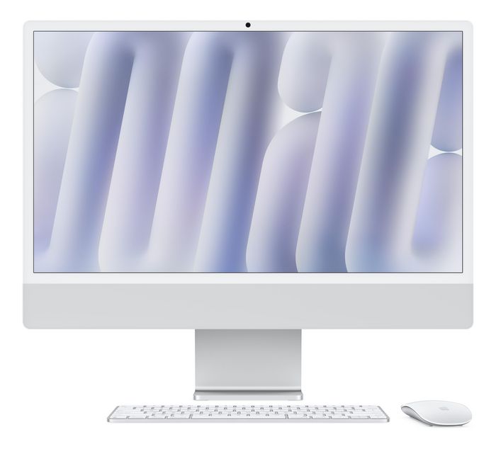Apple 24", Standard Glass, Apple M4 Chip with 8‑Core CPU, 8‑Core GPU, 16‑Core Neural Engine, 16 GB, 256 GB SSD, 2-Port, Magic Mouse, Magic Keyboard with Touch ID and Numeric Keypad, Silver
