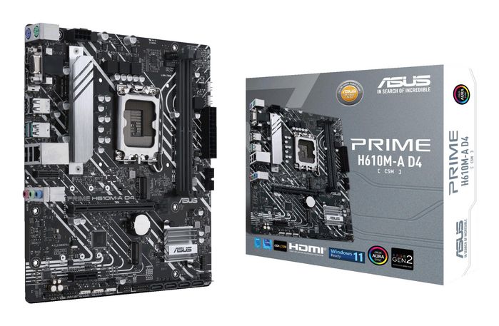 Asus Intel H610, LGA1700, 2x DDR4, DP, HDMI, VGA, M.2, SATA III, 1G LAN, USB 3.2, mATX, 244x211 mm