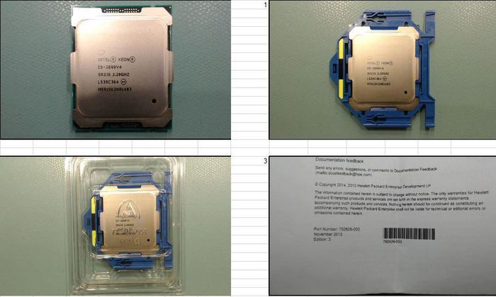 Hewlett Packard Enterprise Intel Xeon E5-2699V4 processor, 22 cores, 2.2 GHz base clock, 3.6 GHz turbo, 55 MB L3 cache, FCLGA2011-3 socket.