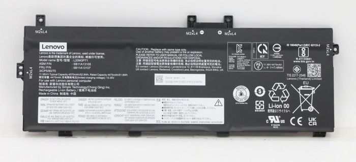 Lenovo Internal laptop battery, 52.9Wh capacity, 3-cell LiIon, 11.58V, compatible with Lenovo ThinkPad X13 Yoga Gen 3.