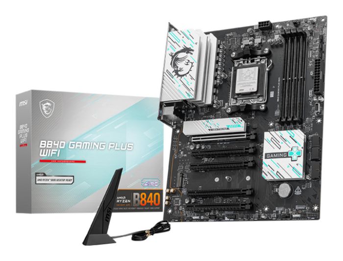 MSI AMD B840 Chipset, Socket AM5, 4 DIMMs DDR5 - 8000+ MT/s (OC), 4 x SATA, Wi-Fi 7, 2.5G LAN