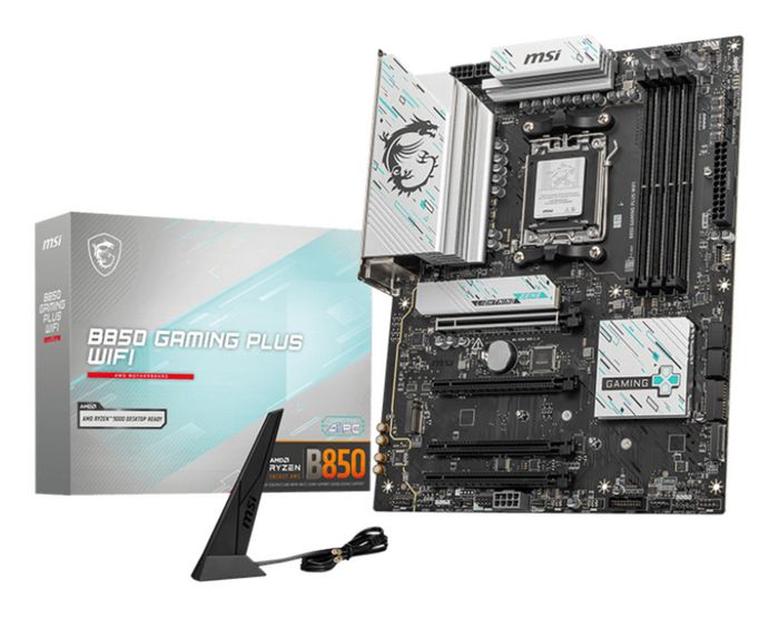 MSI AMD B850 Chipset, Socket AM5, 4 DIMMs DDR5 - 8200+ MT/s (OC), Wi-Fi 7, 5Gbps LAN