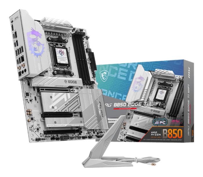 MSI AMD B850 Chipset,  Socket AM5, 4 DIMMs DDR5 - 8400+ MT/s (OC), Wi-Fi 7, 5Gbps LAN