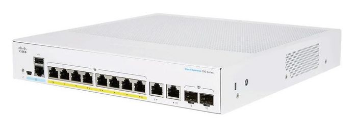 Cisco Business 250 Switch, 8 10/100/1000 PoE+ ports with 120W power budget, 2 Gigabit copper/SFP combo ports, external power, EU