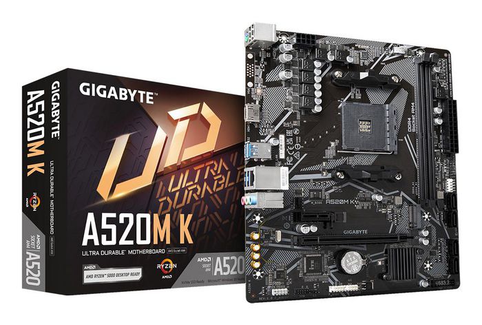 Gigabyte AMD A520, Socket AM4, 2 x DDR4, 1 x HDMI port, 4 x SATA 6Gb/s, Micro ATX, 23.3cm x 19.8cm