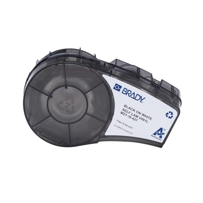 Brady Self-Laminating Vinyl Wrap Around Labels with Ribbon, Pre-Sized, for M210 M211 Printers - 0.75" x 1"