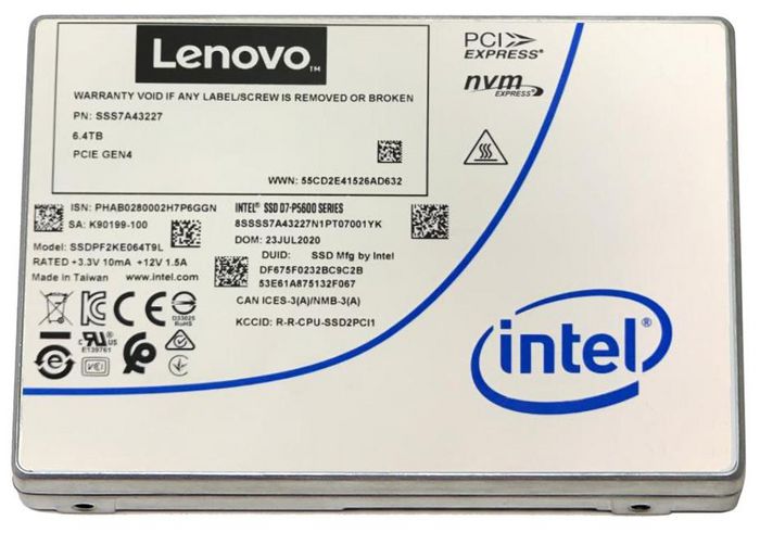 Lenovo ThinkSystem 2.5" U.2 P5620 1.6TB Mixed Use NVMe PCIe 4.0 x4 HS SSD