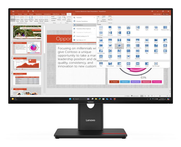 Lenovo 27", 1920 x 1080 WLED IPS, 120Hz, 16:9, 300cd/m², 4ms, 178° / 178°, USB PD (15W)