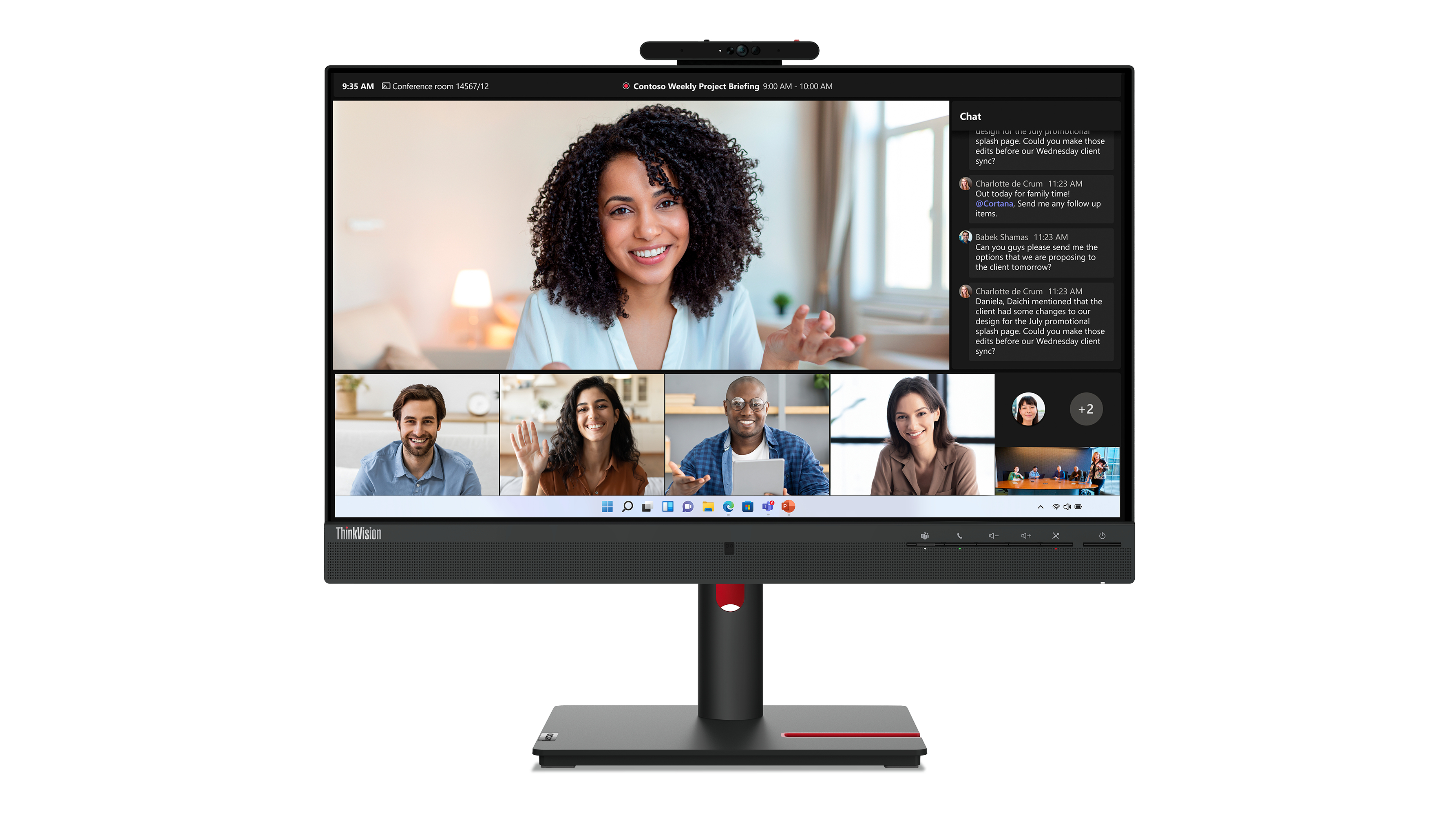 ThinkVision T24mv-30 - 24 inch - Full HD IPS LED Monitor - 1920x1080 - Pivot / HAS / RJ45 / USB-C / Webcam