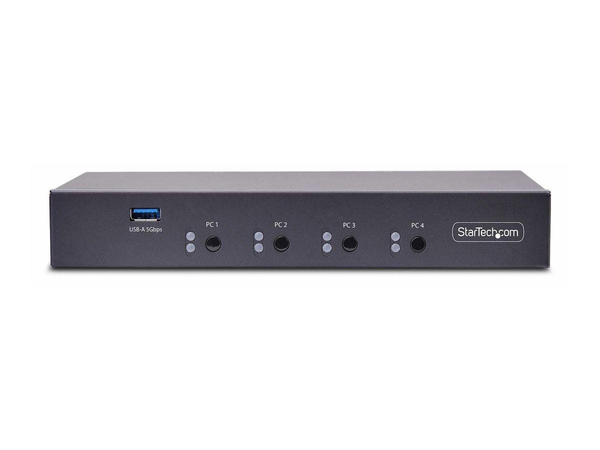 Startech 4-Port KM Switch with Mouse Roaming, USB Switch for Keyboard/Mouse, 3.5mm and USB Audio, Peripheral Sharing for 4 Computers, USB 3.0 Switcher, TAA Compliant - Hotkey/Pushbutton Switching (P4A20132-KM-SWITCH) - switch for tastatur/mus - 2 porte - TAA-kompatibel