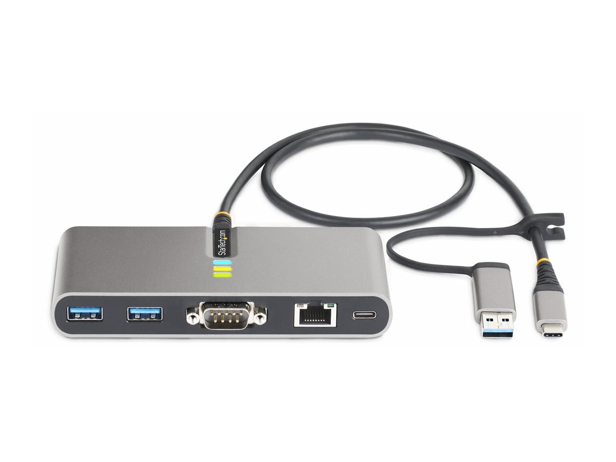 Startech 2-Port USB-C/USB-A Hub with GbE and RS232 Serial, 2x USB-A - hub - 2 porte