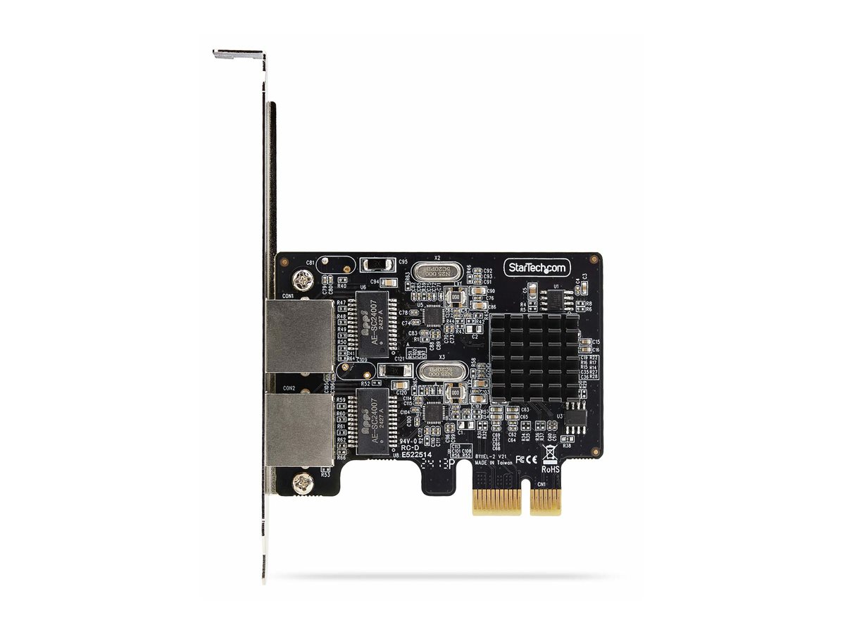 Startech 2-Port Gigabit PCIe Network Adapter Card, TAA Compliant - network adapter - PCI Express x1 - Gigabit Ethernet x 2 - TAA Compliant