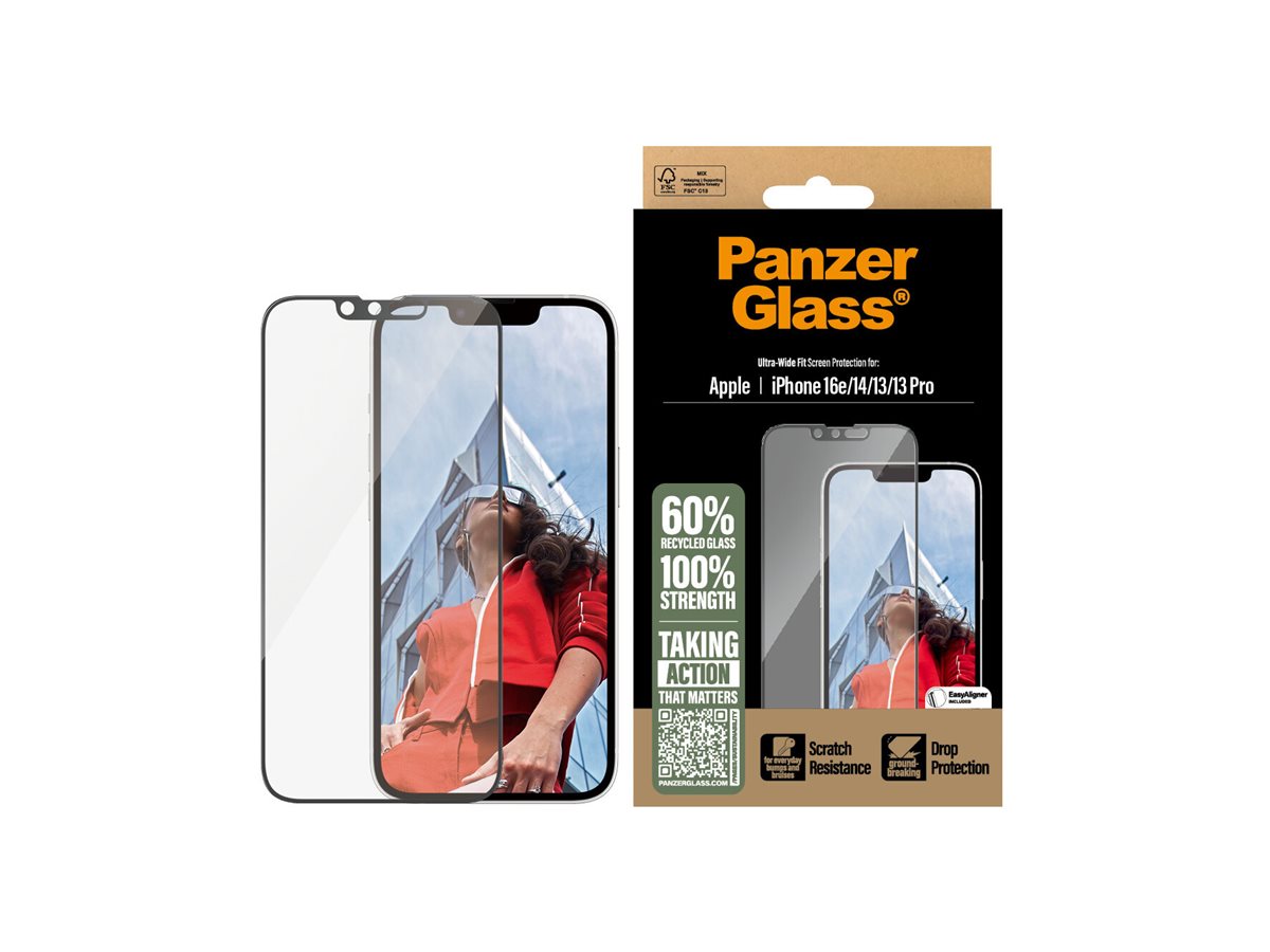 PanzerGlass® Screen Protector iPhone 16e | 14 | 13 | 13 Pro | Ultra-Wide Fit w. Aligner