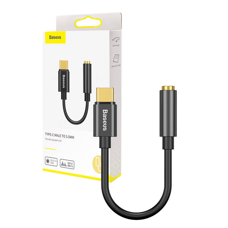 Baseus L54 USB-C til 3.5mm Jack adapter sort