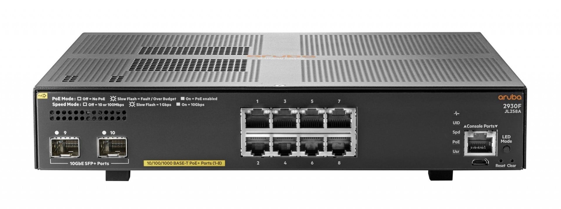 HPE Aruba Networking 2930F 8G PoE+ 2SFP+ Managed L3 Gigabit Ethernet