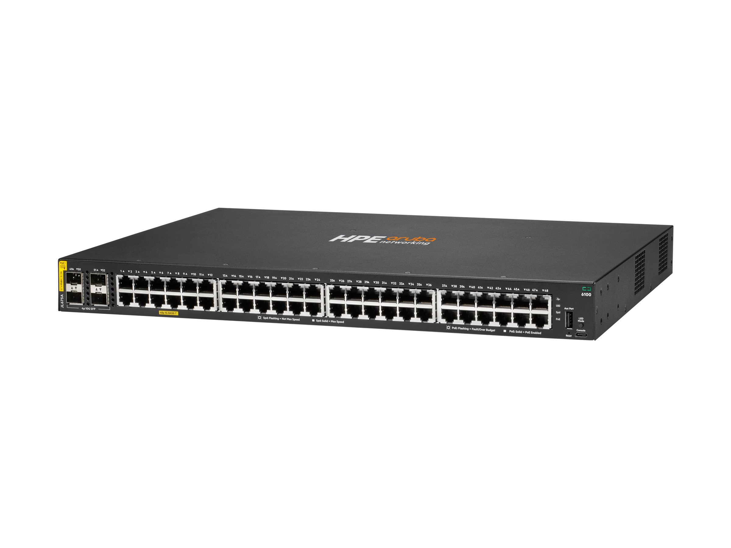 HPE Aruba 6100 48G Class4 4SFP 370W Switch 52-ports 10 Gigabit PoE+