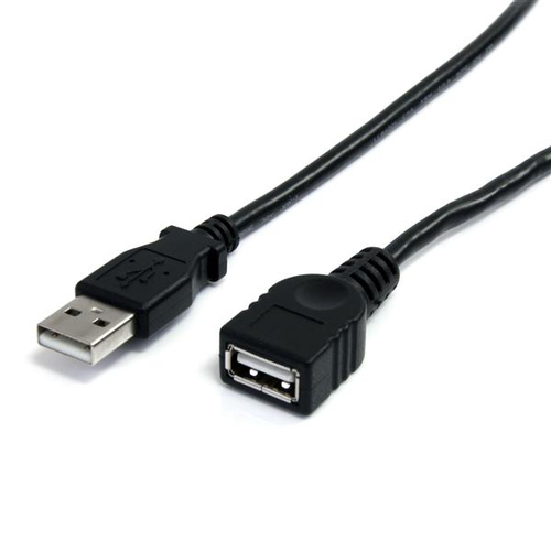 1M BLACK USB 2.0 EXTENSION CABLE A TO A - M/F