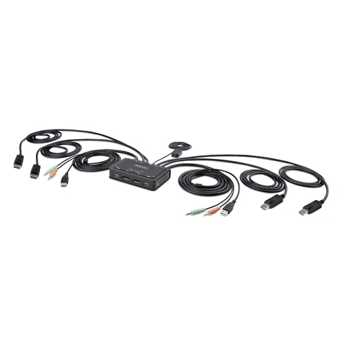 2-PORT COMPACT 4K KVM SWITCH - DUAL-MONITOR CABLE KVM SWITCH