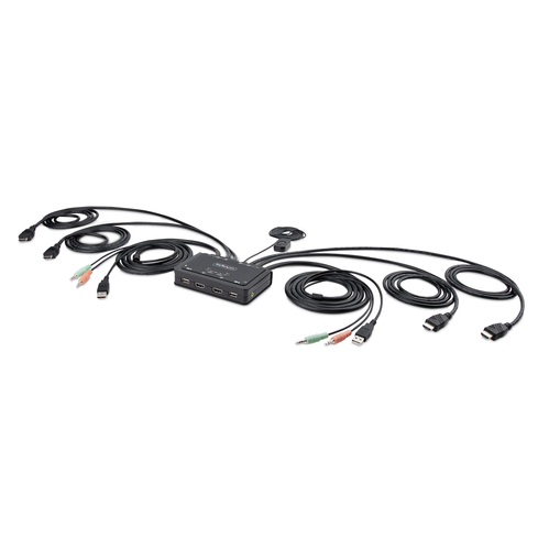 2-PORT COMPACT 4K KVM SWITCH - DUAL-MONITOR CABLE KVM SWITCH