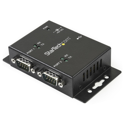 2 PORT WALL MOUNT USB TO SERIAL ADAPTER HUB W/ DIN RAIL CLIP