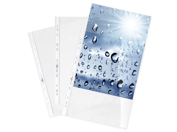 Durable Punched pocket PREMIUM A4 crystal clear PP bag of 100