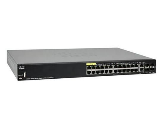 Cisco Managed, 24 x 10/100/1000 PoE+ ports (4 support 60W PoE), 2 x Gigabit copper/SFP combo + 2 SFP ports, 382W PoE power budget