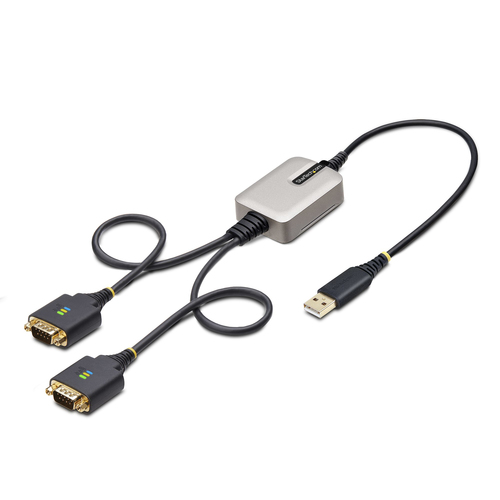2FT 2-PORT USB SERIAL CABLE USB TO DUAL DB9 RS232 ADAPTER