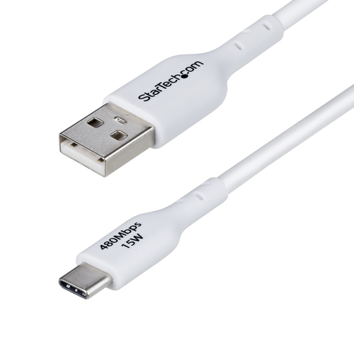 2M WHITE USB-A TO USB-C CABLE CHARGER CORD USB 2.0 DATA TRANSF