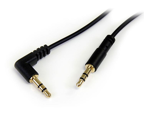 3 FT SLIM 3.5MM TO RIGHT ANGLE STEREO AUDIO CABLE - M/M