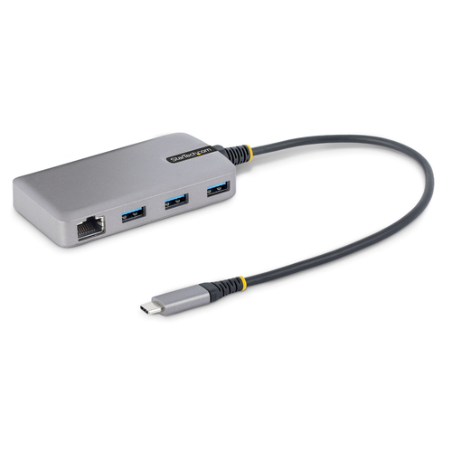 3-PORT USB-C HUB WITH ETHERNET PORTABLE USB HUB ADAPTER W/ GBE