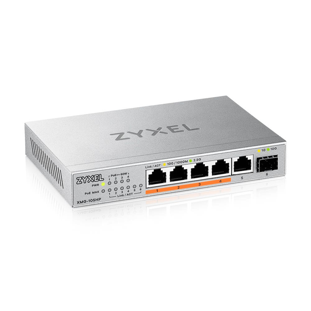 5 Ports MultiGig Unmanaged Desktop Switch - 2,5G + 1 SFP+ -  4 ports - 70W - PoE++